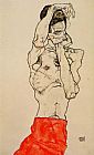 Egon Schiele Standing Male Nude with a Red Loincloth painting